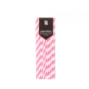라나 스트로우 Pink Stripe Paper Straw