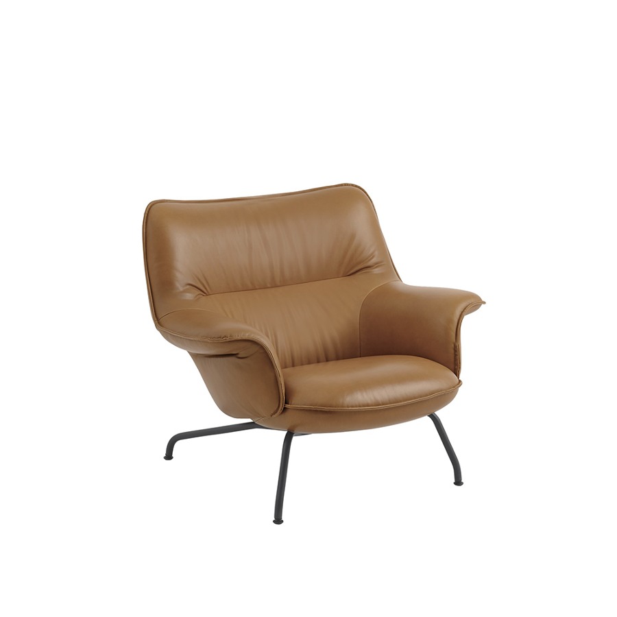 무토 도즈 라운지 체어 Doze Lounge Chair Low Back, Tube Black/Refine Leather Cognac