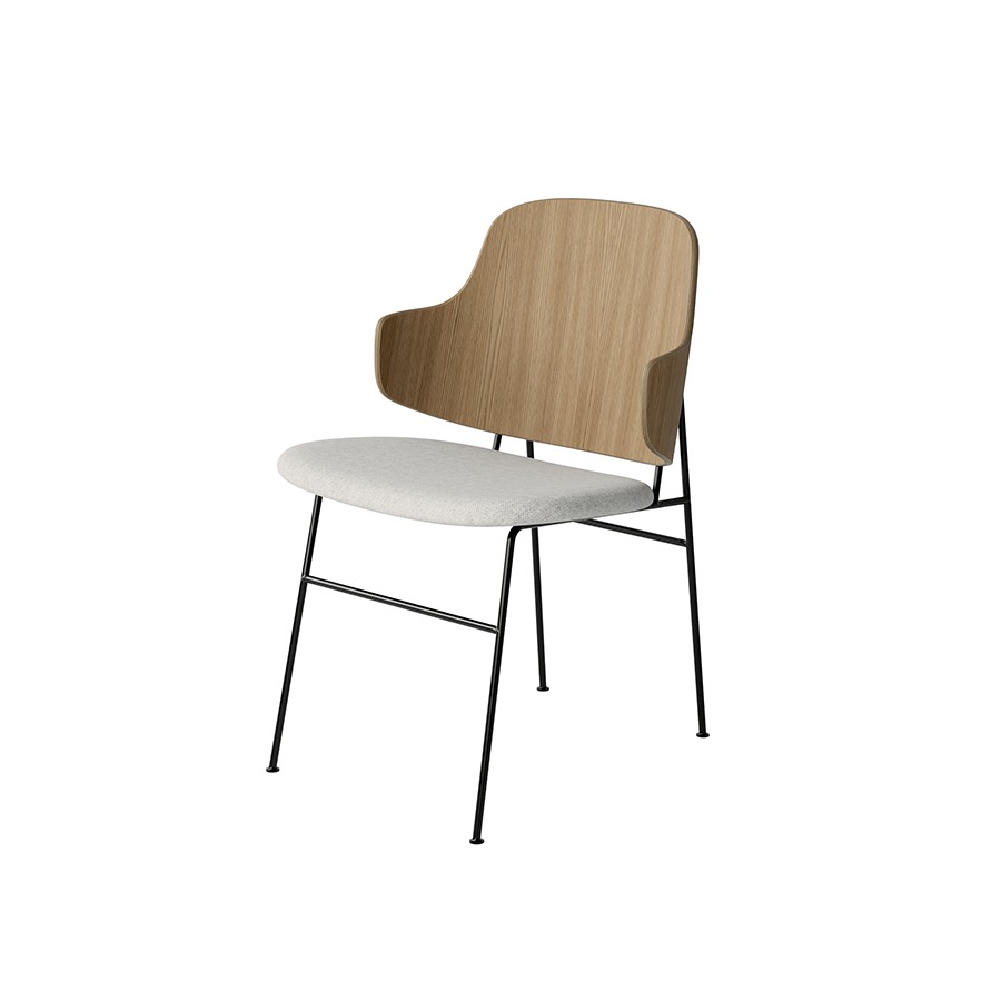 메누 펭귄 다이닝 체어 Penguin Dining Chair, Seat Upholstered Black Steel / Oak / Hallingdal 110