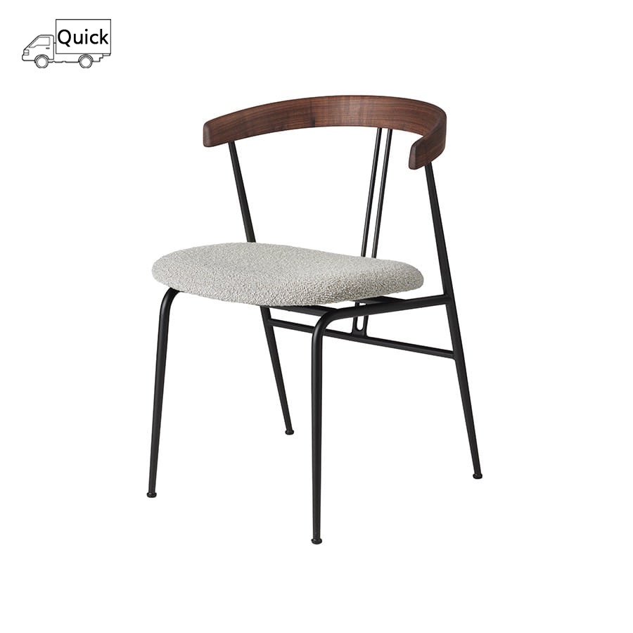 구비 바이올린 다이닝 체어 Violin Dining Chair Seat Upholstered Walnut / Karakorum