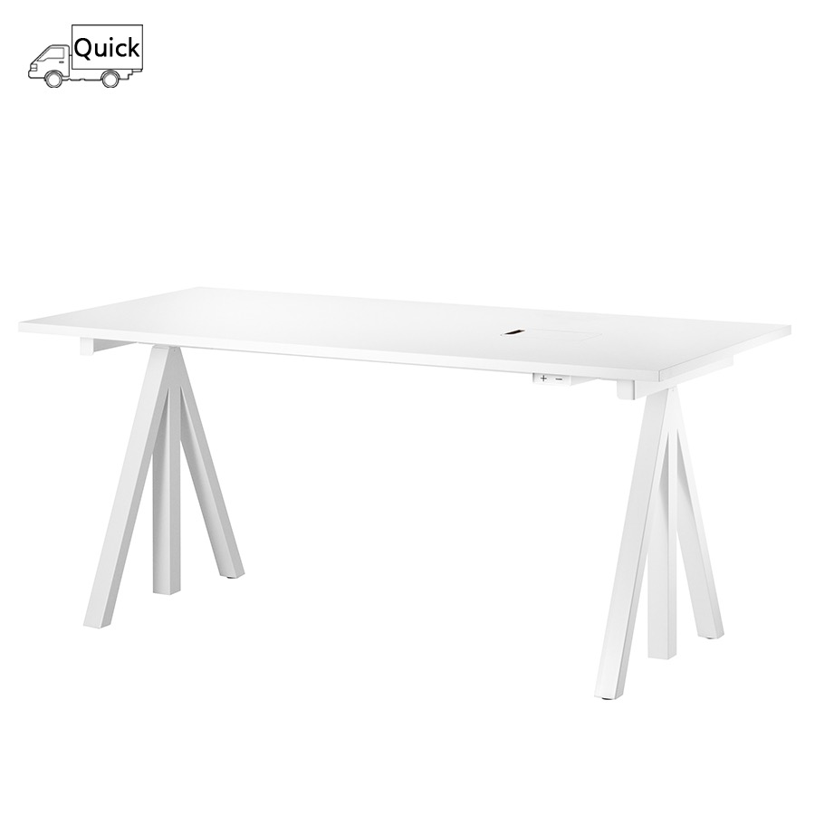 스트링 시스템 웍스 테이블 String System Height adjustable work desks 160 x 78, White Laminate Top + White frame