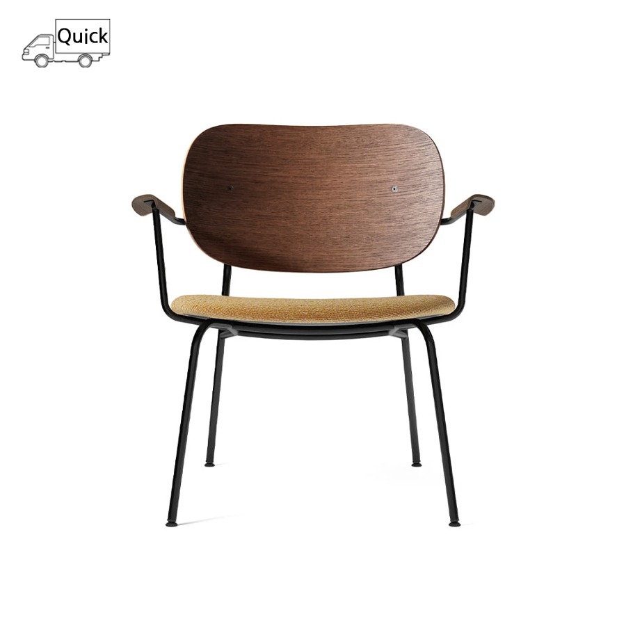 오도 코펜하겐 코 라운지 체어 Co Lounge Chair, Seat Upholstered Black Steel / Dark Stained Oak / Moss 022