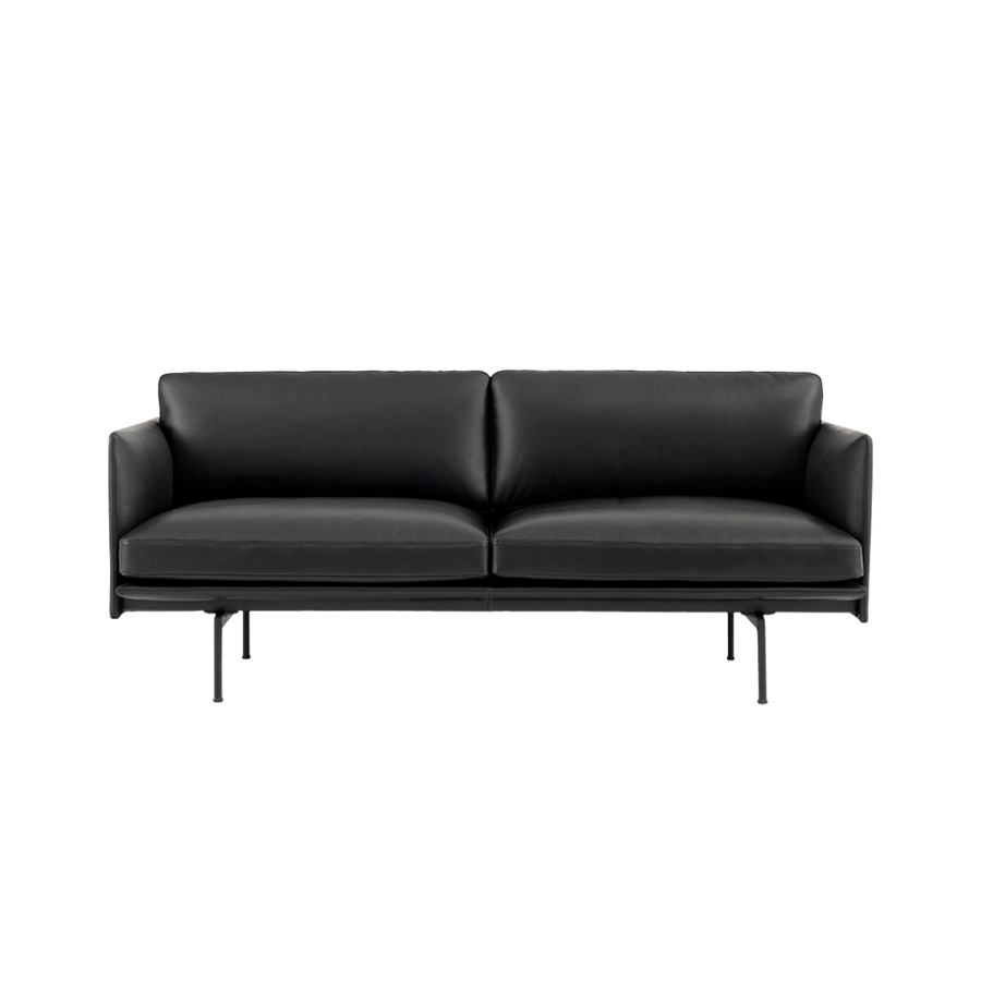 무토 아웃라인소파 Outline Sofa 2seater Black/Refine Leather Black