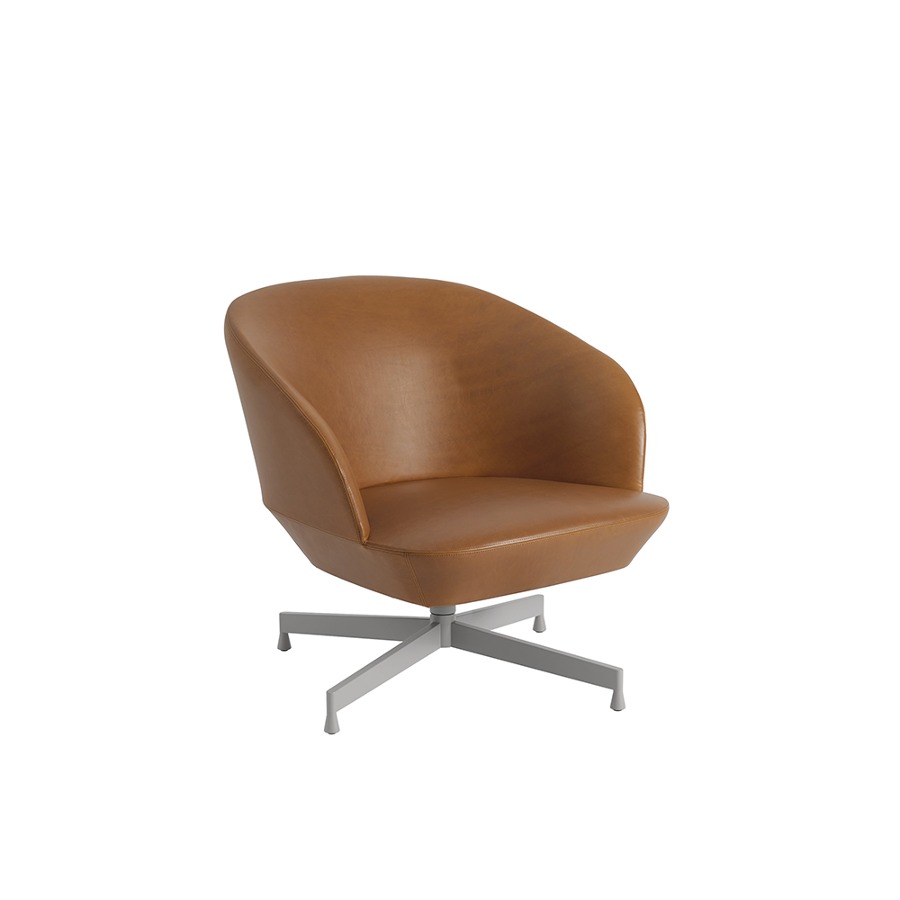 무토 오슬로 라운지 체어 Oslo Lounge Chair Swivel Base Grey / Refine Leather Cognac