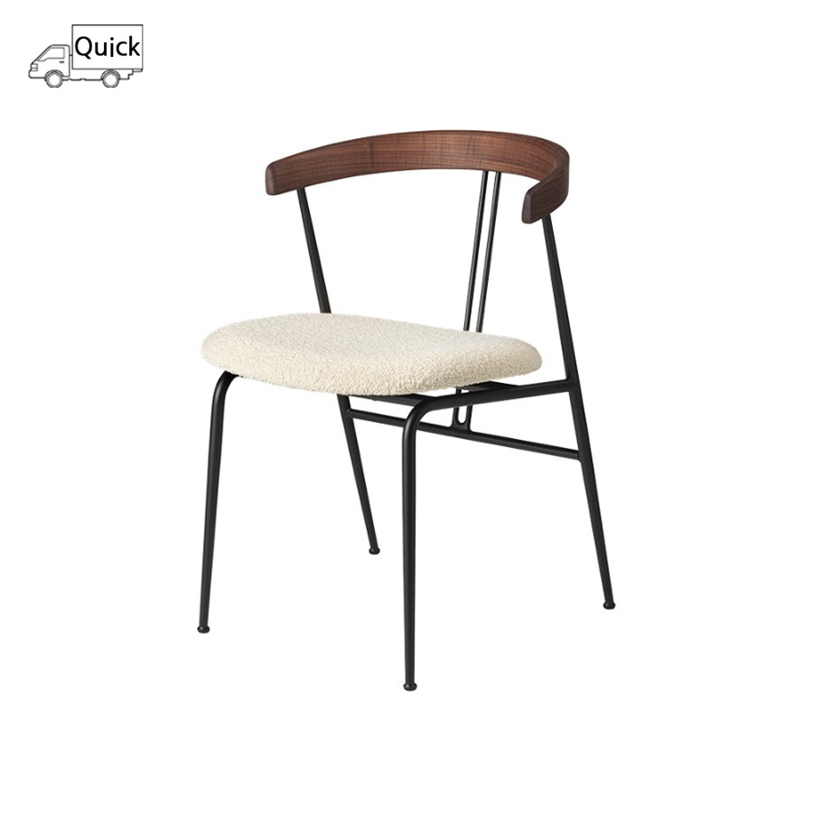 구비 바이올린 다이닝 체어 Violin Dining Chair Seat Upholstered Walnut / Karakorum 001