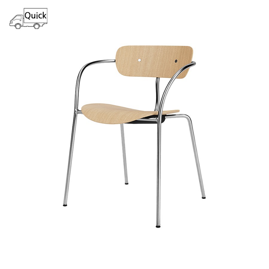 앤트레디션 파빌리온 암체어 Pavilion Arm Chair AV2 Chrome / Lacquered Oak / Chrome Fitting