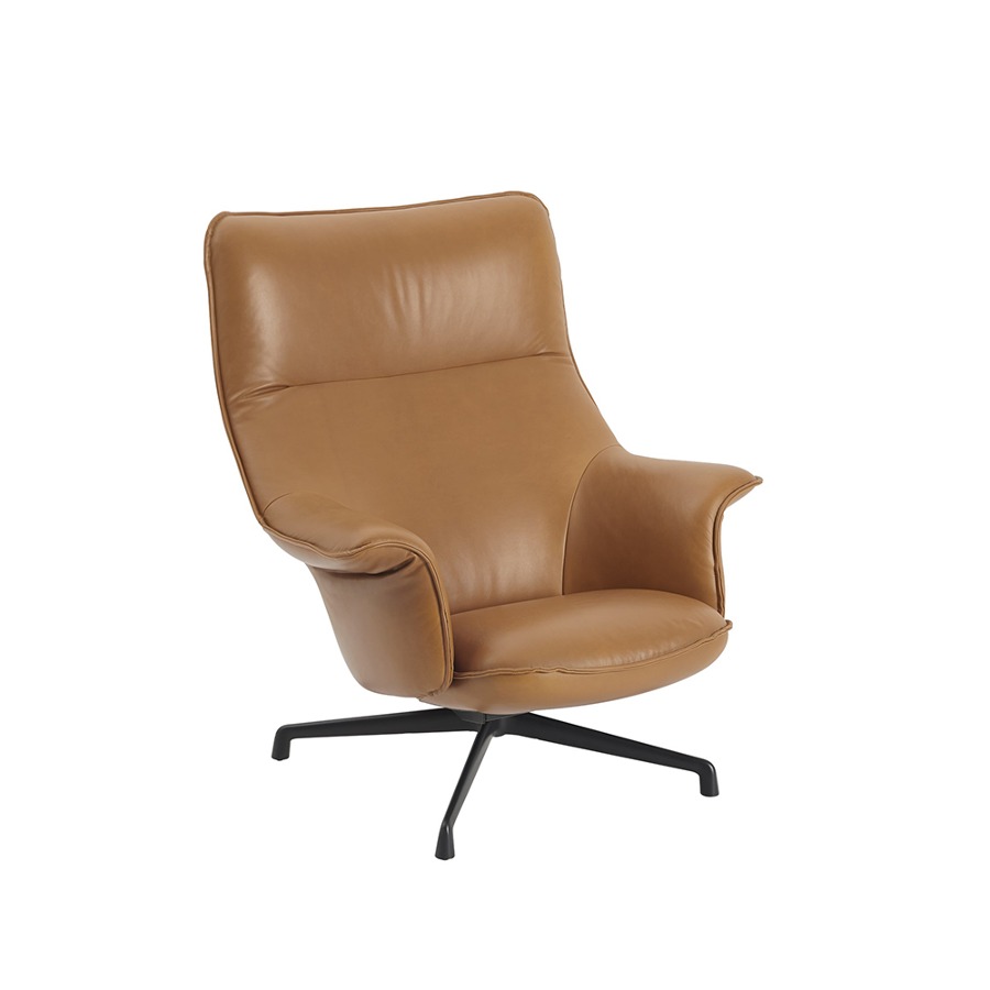 무토 도즈 라운지 체어 스위블 Doze Lounge Chair Swivel Base Refine Leather Cognac/Anthracite Black