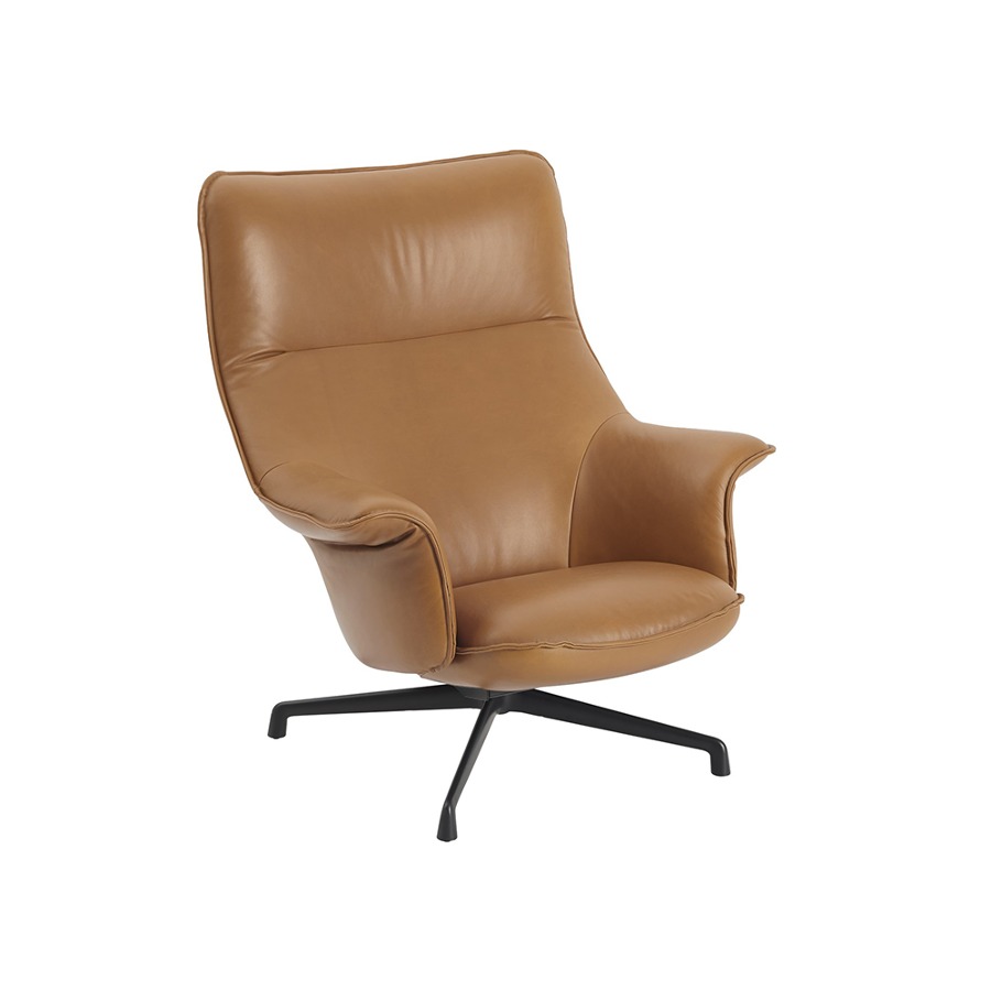 무토 도즈 라운지 체어 스위블 Doze Lounge Chair Swivel Base Refine Leather Cognac/Anthracite Black