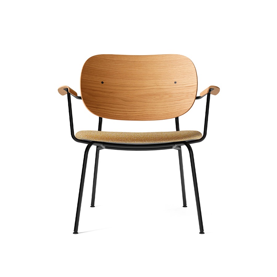 메누 코 라운지 체어 Co Lounge Chair, Seat Upholstered Black Steel / Natural Oak / Moss 022