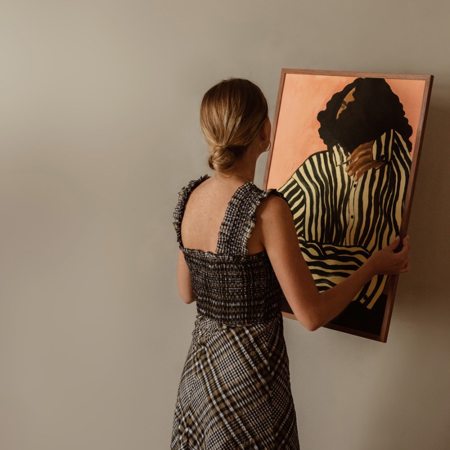 Hanna Peterson Serene Striped Wood Frame, 210 x 297