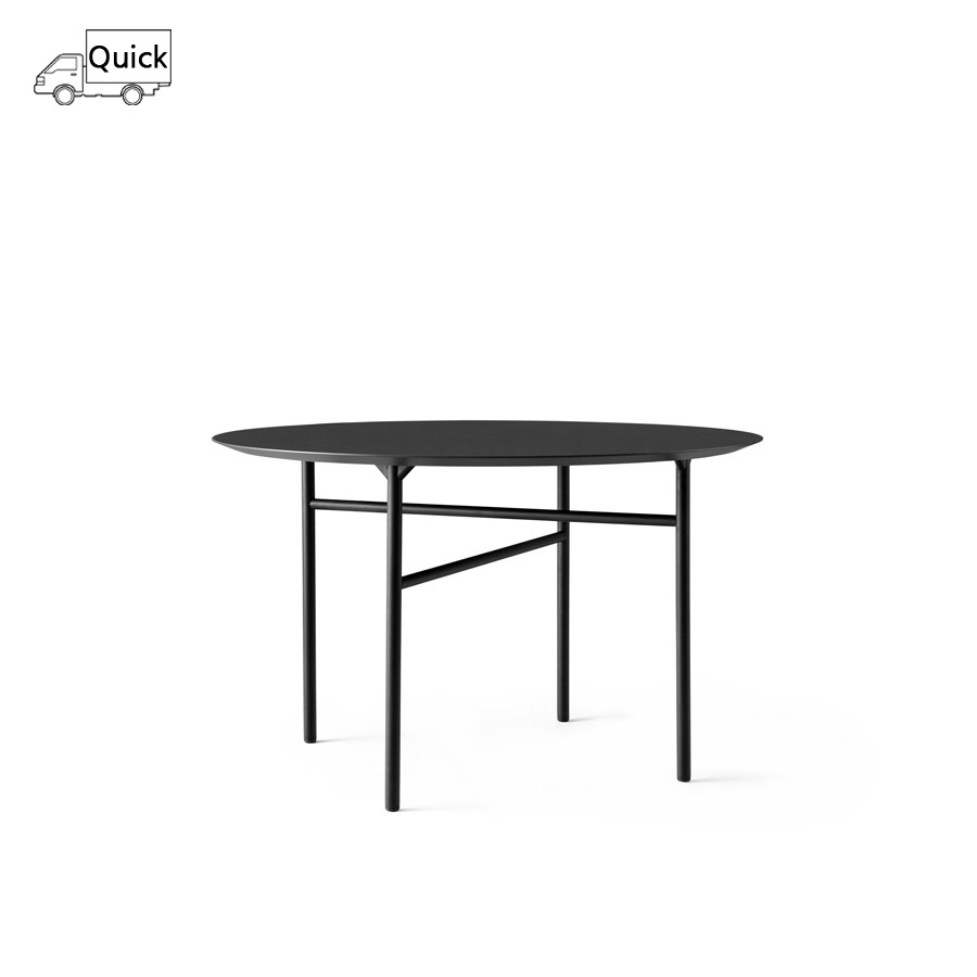 메누 스네어가드 다이닝 테이블 라운드 Snaregade Dining Table dia.120 Black Steel / Charcoal Linoleum