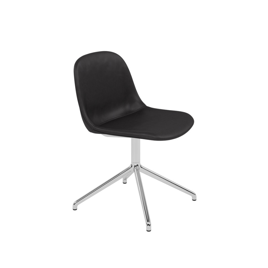 무토 화이버 사이드 체어 스위블 Fiber Side Chair Swivel Base Aluminum/Refine Leather Black