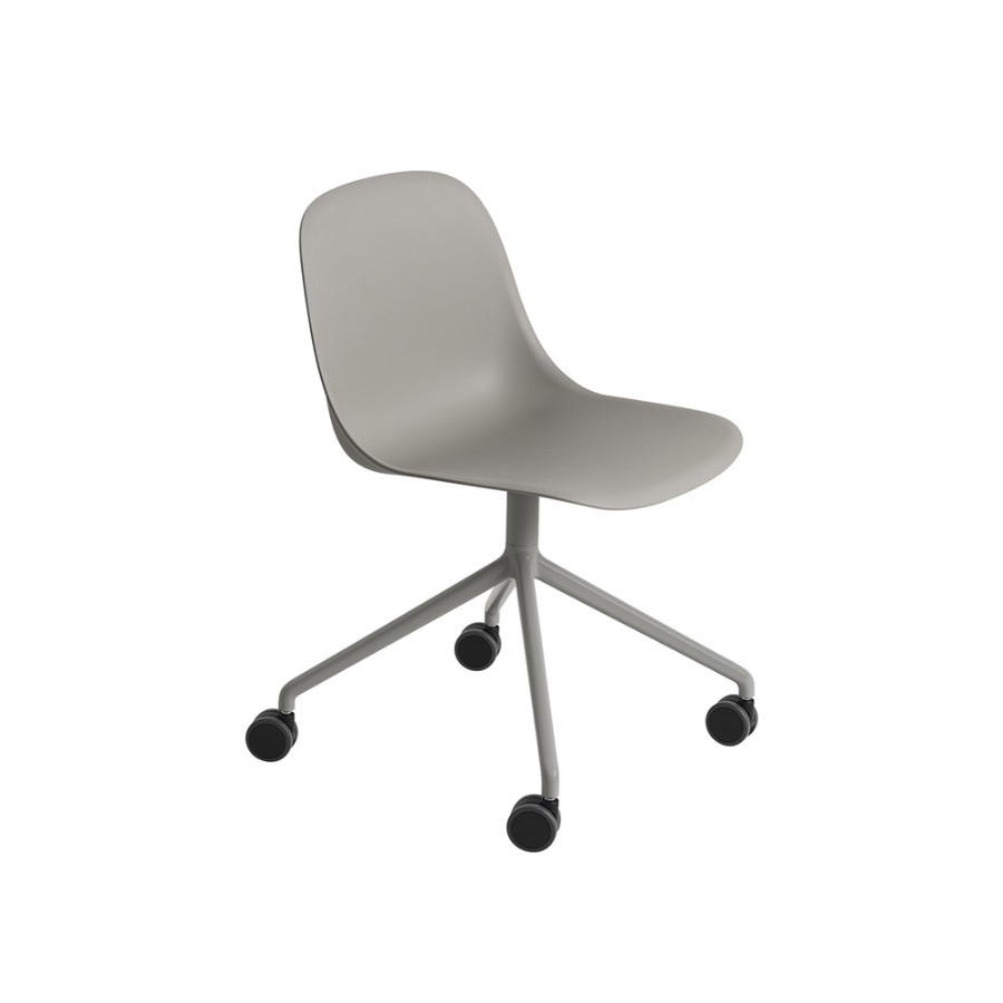 무토 화이버 사이드 체어 Fiber Side Chair Swivel Base W.Castors Grey / Grey