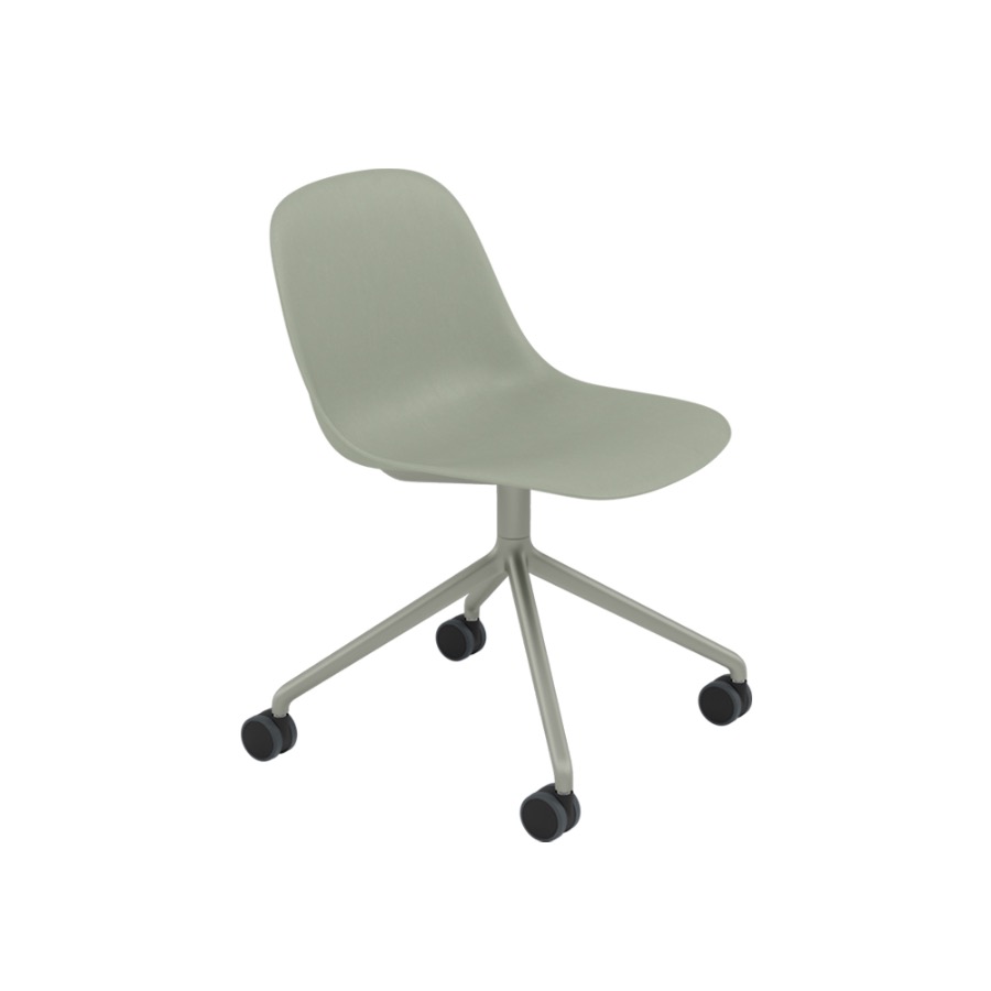 무토 화이버 사이드 체어 Fiber Side Chair Swivel Base W.Castors Dusty Green/Dusty Green