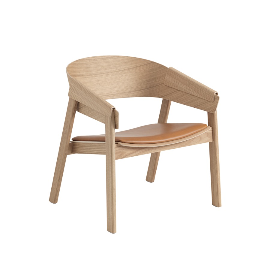 무토 커버 라운지 체어 Cover Lounge Chair, Seat Upholstered Oak/Cognac