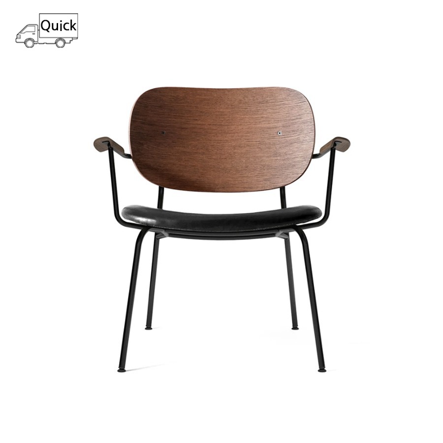 오도 코펜하겐 코 라운지 체어 Co Lounge Chair, Seat Upholstered Black Steel / Dark Stained Oak / Dakar 0842