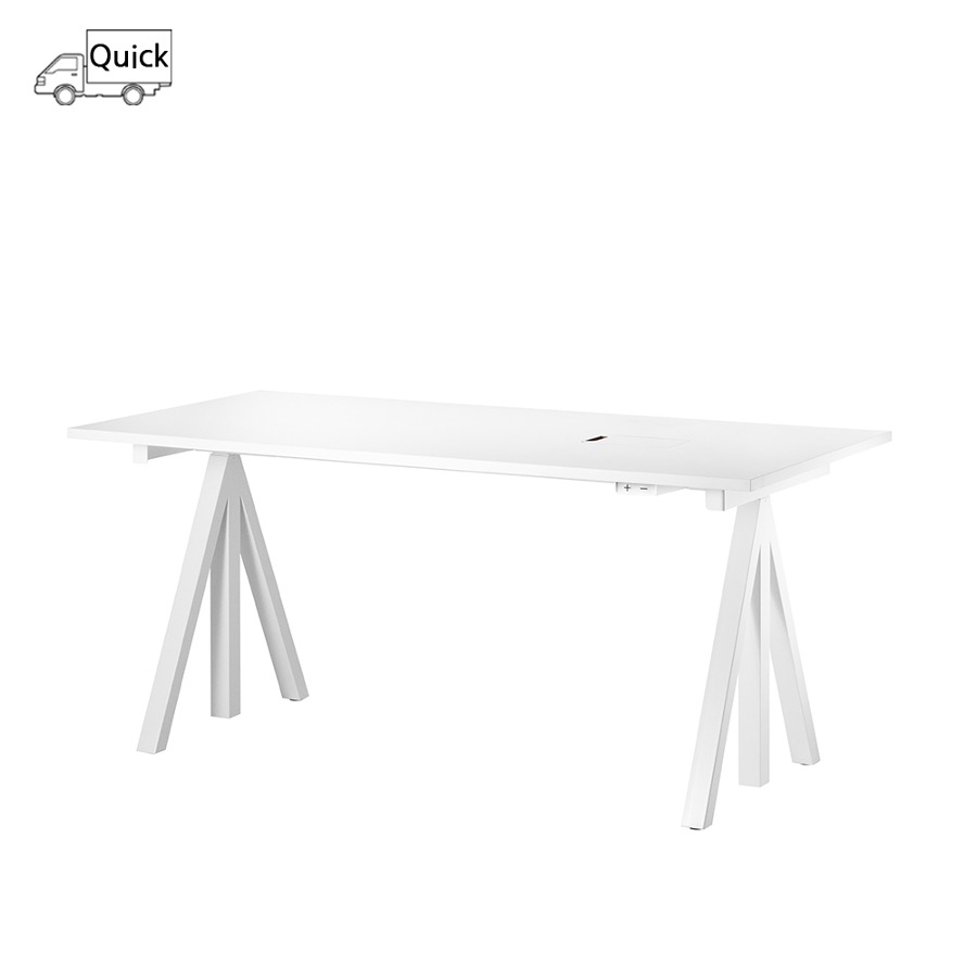 스트링 웍스 테이블 String System Height adjustable work desks 160 x 78, White Laminate Top + White frame