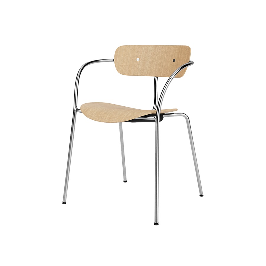 앤트레디션 파빌리온 암체어 Pavilion Arm Chair AV2 Chrome / Lacquered Oak / Chrome Fitting
